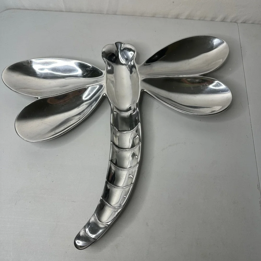 Mariposa Brillante Dragonfly Serving Tray Aluminum Platter Made in Mexico 18